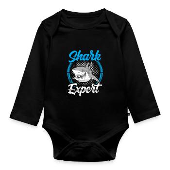 Shark Expert Shark Diving Sharks Shark Shark Tooth - Organic Longsleeve Baby Bodysuit - black - Front