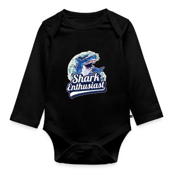 Shark Enthusiast Shark Shark Diving Sharks Shark Tooth - Organic Longsleeve Baby Bodysuit - black - Front