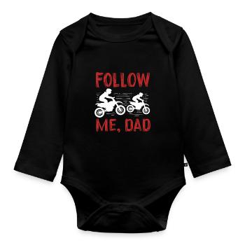 Folge mir Papa - Baby Bio-Langarm-Body - Schwarz - Vorne