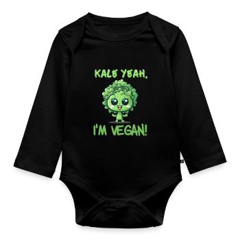 Kale oui je suis végétalien - chou frisé - Body Bébé bio manches longues - noir - Devant