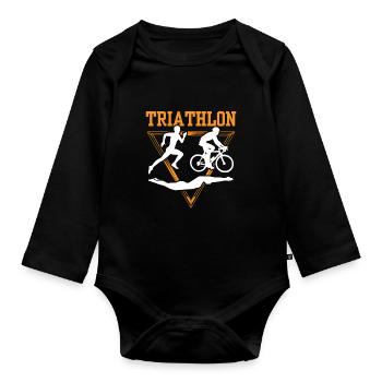 Triathlon Sport Triathletin Triathlet Triathlons - Baby Bio-Langarm-Body - Schwarz - Vorne