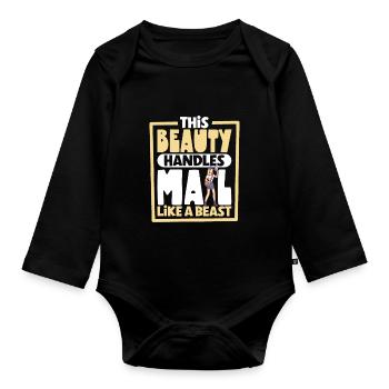 Postal worker mail lady postman mail - Organic Longsleeve Baby Bodysuit - black - Front