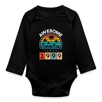 1999 Né Anniversaire Année de naissance Millésime - Body Bébé bio manches longues - noir - Devant