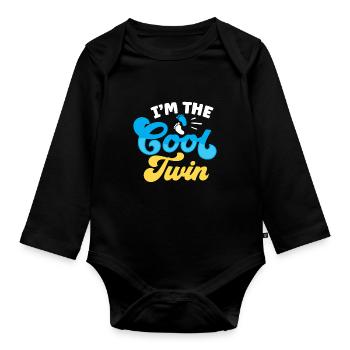 I'm the cool twin humor twins funny - Organic Longsleeve Baby Bodysuit - black - Front