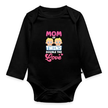 Mutter Von Zwillingen Doppelte Liebe Zwilling - Baby Bio-Langarm-Body - Schwarz - Vorne