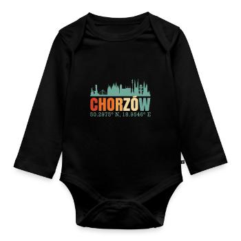 Polen Chorzow Skyline - Baby Bio-Langarm-Body - Schwarz - Vorne
