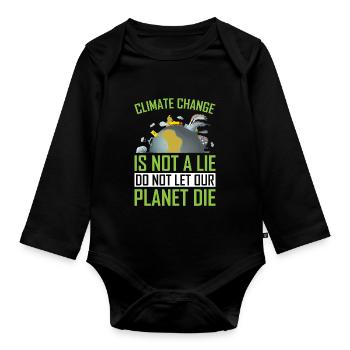 Climate Change Is Not a Lie ! - Baby Bio-Langarm-Body - Schwarz - Vorne