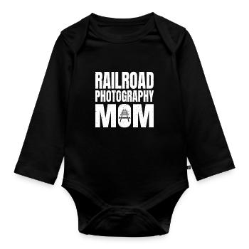 Eisenbahn Fotografie Mama Outfit Zug Foto - Baby Bio-Langarm-Body - Schwarz - Vorne