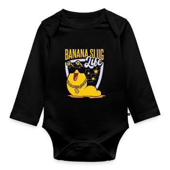 Vie de limace de banane - Body Bébé bio manches longues - noir - Devant