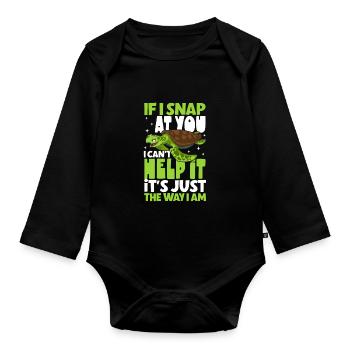 Boxer Boxing Turtle Turtles Sea Ocean Reptile - Baby Bio-Langarm-Body - Schwarz - Vorne