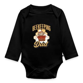 Beekeeping, Papa, Beekeepers, Beekeepers, Honey Bee - Organic Longsleeve Baby Bodysuit - black - Front