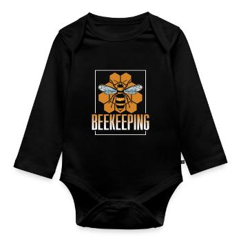 Imkerei Imker Imkern Honigbiene - Baby Bio-Langarm-Body - Schwarz - Vorne