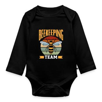 Team beekeeping, honey bee, beekeepers, beekeepers - Organic Longsleeve Baby Bodysuit - black - Front