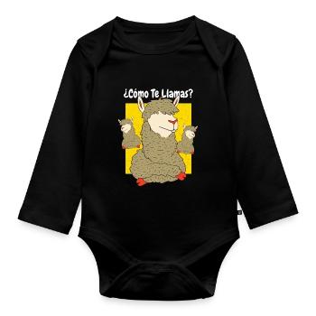 Como te llamas? Funny Maestra Spanish Teacher Art - Organic Longsleeve Baby Bodysuit - black - Front