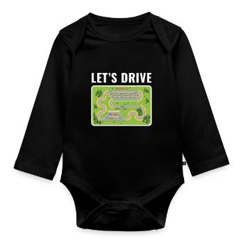 Lets Drive Play Rug Play Mat - Organic Longsleeve Baby Bodysuit - black - Front