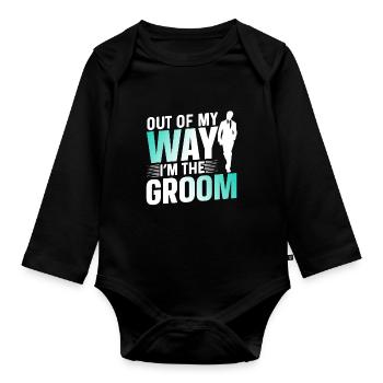 À l’écart, je suis le mariage de fête du marié - Body Bébé bio manches longues - noir - Devant