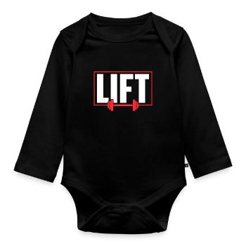 Lift Gym Gewichtheben Gewichtheber Workout - Baby Bio-Langarm-Body - Schwarz - Vorne