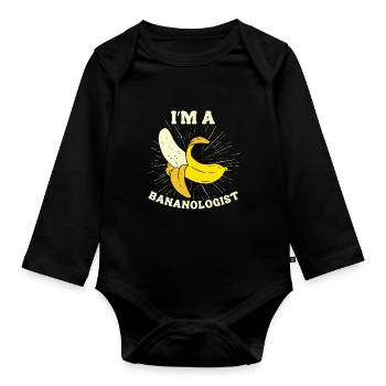 La banane est mon fruit spirituel - Body Bébé bio manches longues - noir - Devant