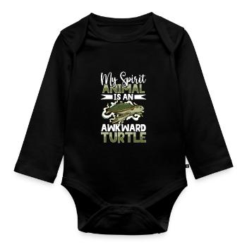 Boxer Boxing Turtle Turtles Sea Ocean Reptile - Baby Bio-Langarm-Body - Schwarz - Vorne