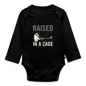 In einem Käfig aufgezogen Baseball - Baby Bio-Langarm-Body - Schwarz - Vorne