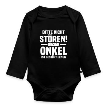 Patenonkel Onkel - Baby Bio-Langarm-Body - Schwarz - Vorne