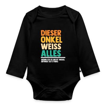 Patenonkel Onkel - Baby Bio-Langarm-Body - Schwarz - Vorne