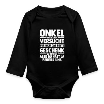 Patenonkel Onkel - Baby Bio-Langarm-Body - Schwarz - Vorne