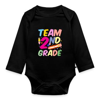 Équipe Enseignant de deuxième année École de deuxième année - Body Bébé bio manches longues - noir - Devant