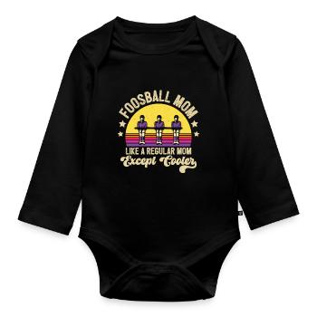 Foosball Mom Retro Women Table Soccer Player - Baby Bio-Langarm-Body - Schwarz - Vorne
