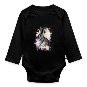 Rabbit Rabbit - Organic Longsleeve Baby Bodysuit - black - Front