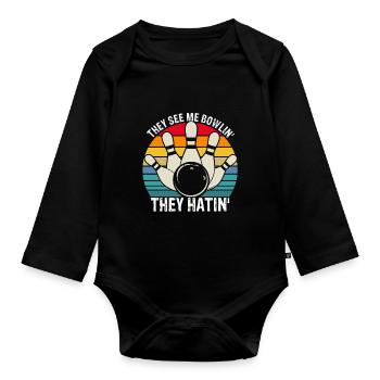 They see me Bowlin' They Hatin' Best Sport Pins Bo - Baby Bio-Langarm-Body - Schwarz - Vorne