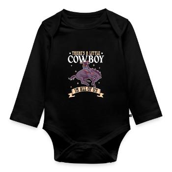 Cowboy Barn Bull Rider Rodeo Country Western - Baby Bio-Langarm-Body - Schwarz - Vorne