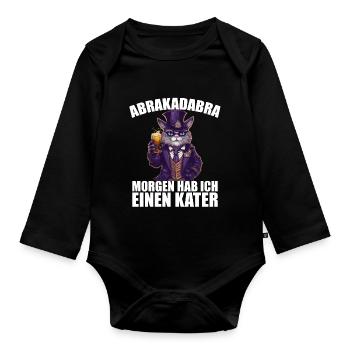Abrakadabra Morgen Hab Ich Einen Kater Mallorca - Baby Bio-Langarm-Body - Schwarz - Vorne