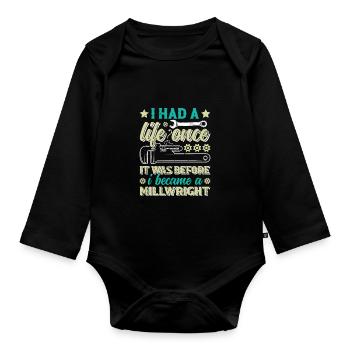 J’ai eu une vie avant de devenir - Body Bébé bio manches longues - noir - Devant