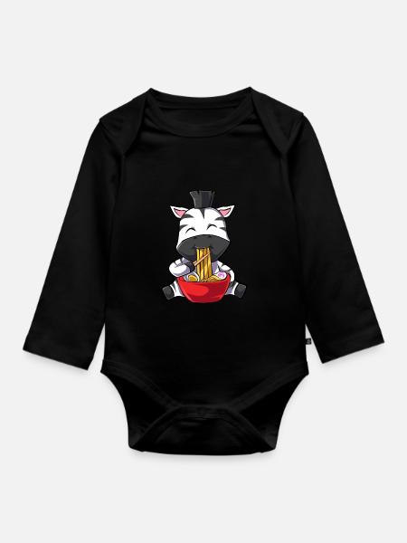 Zebra - Baby Bio-Langarm-Body - Schwarz