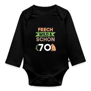 Geschenk 70 Jahre Geburtstag Affe - Baby Bio-Langarm-Body - Schwarz - Vorne