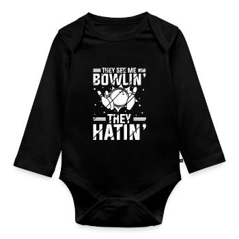 They see me Bowlin' They Hatin' Best Sport Bowling - Baby Bio-Langarm-Body - Schwarz - Vorne