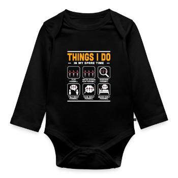 Ce que je fais pendant mon temps libre Baby-foot Baby-foot - Body Bébé bio manches longues - noir - Devant