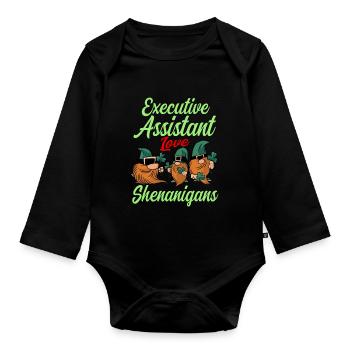 Executive Assistant St. Patrick's Day - Organic Longsleeve Baby Bodysuit - black - Front