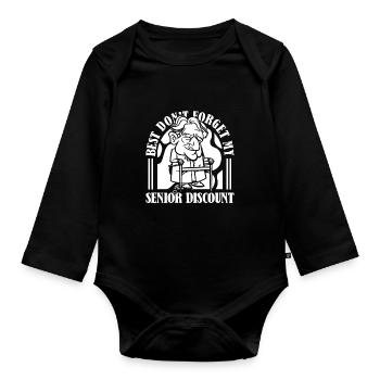 Rentner Rente Humor Dont Forget My Discount - Baby Bio-Langarm-Body - Schwarz - Vorne