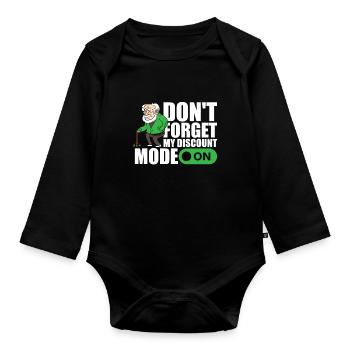 Rentner Rente Humor Dont Forget My Discount - Baby Bio-Langarm-Body - Schwarz - Vorne