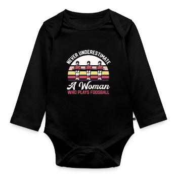 A Woman Who Plays Foosball Retro Table Soccer Vint - Organic Longsleeve Baby Bodysuit - black - Front