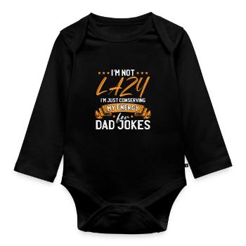 Vater Papa Witz Humor - Baby Bio-Langarm-Body - Schwarz - Vorne
