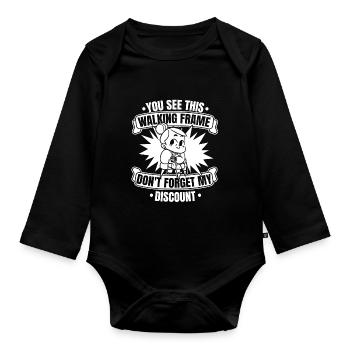 Rentner Rente Lustig Dont Forget My Discount - Baby Bio-Langarm-Body - Schwarz - Vorne