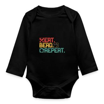Bead Repeat - Organic Longsleeve Baby Bodysuit - black - Front