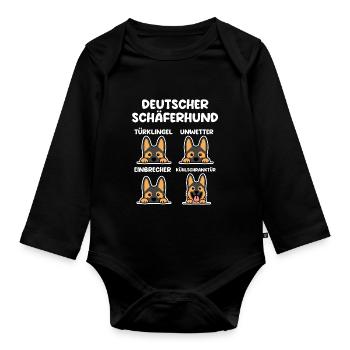 Hund Schäferhund - Baby Bio-Langarm-Body - Schwarz - Vorne