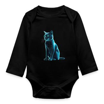 Cyber Kitty - Organic Longsleeve Baby Bodysuit - black - Front