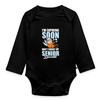 Pensioner Pension Humor - Organic Longsleeve Baby Bodysuit - black - Front