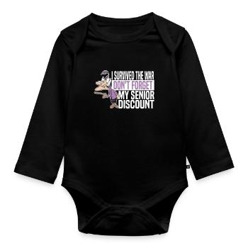 Pensioner Pension Humor - Organic Longsleeve Baby Bodysuit - black - Front