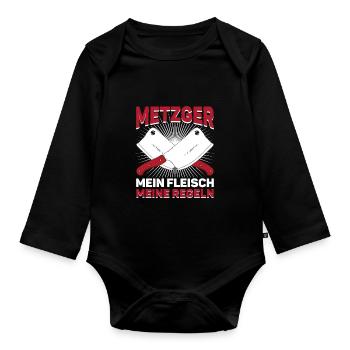 Metzger Metzgerei Mein Fleisch meine Regeln - Baby Bio-Langarm-Body - Schwarz - Vorne
